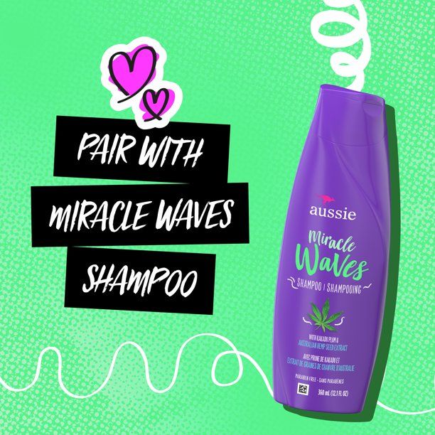 Aussie Miracle Waves Anti-Frizz Hemp Paraben-Free Conditioner; 12.1 fl oz