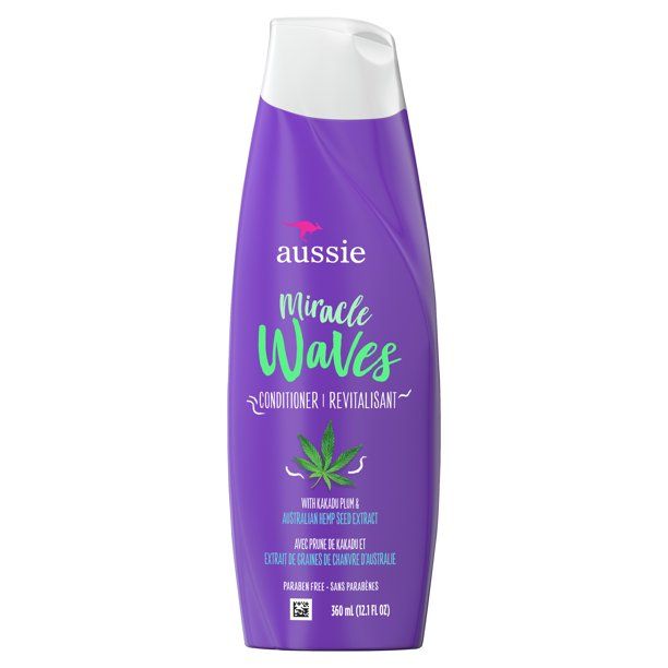 Aussie Miracle Waves Anti-Frizz Hemp Paraben-Free Conditioner; 12.1 fl oz