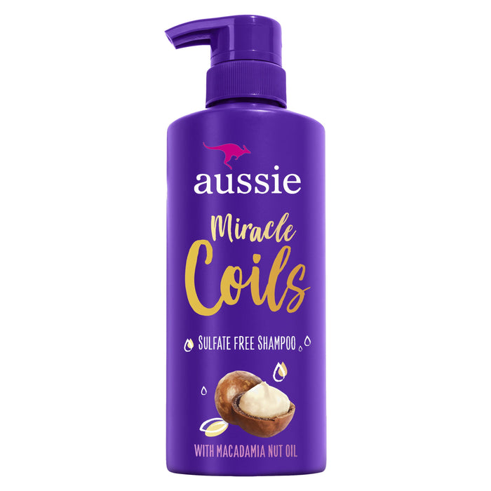 Aussie Miracle Coils Sulfate-Free Shampoo with Macadamia Nut Oil; Paraben Free; 16 fl oz