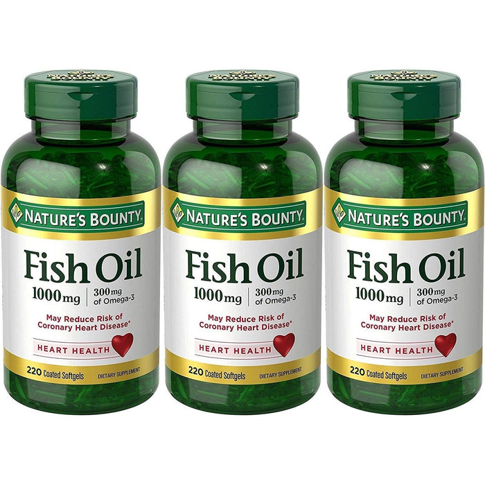 Nature's Bounty Fish Oil, Dietary Supplement, Omega-3, Supports Heart Health, 1000 Mg, 220 Coated Softgels