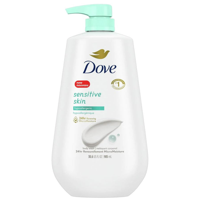 Dove Sensitive Skin Long Lasting Gentle Hypoallergenic Body Wash, 30.6 fl oz