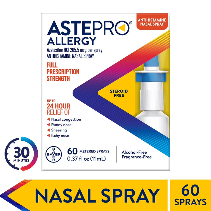 Astepro Allergy Relief Azelastine Nasal Spray Antihistamine, Steroid Free, 24-Hour Relief, 60 Metered Sprays