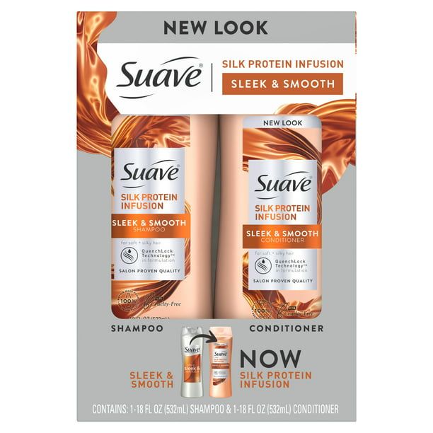 Suave Silk Protein Infusion Shampoo and Conditioner; 18 oz; 2 Pack