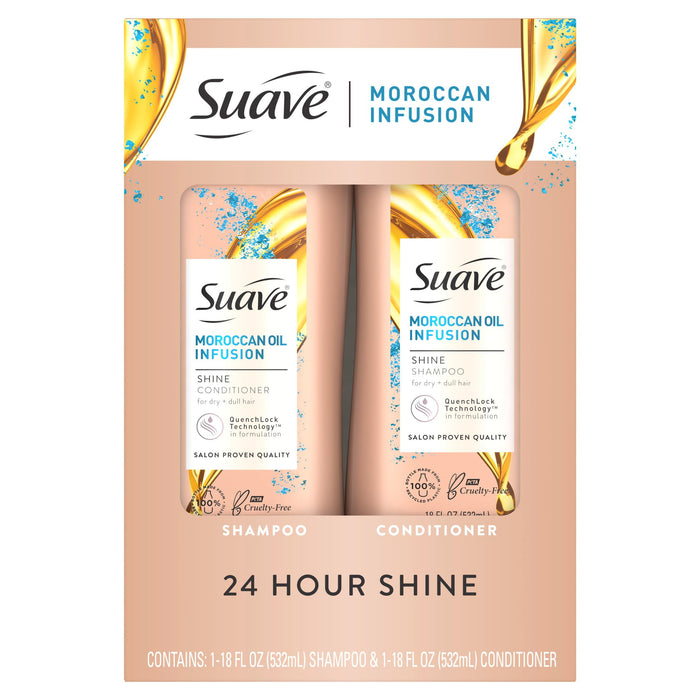 Suave Moroccan Oil Infusion Shampoo and Conditioner Set; 18 oz; 2 Pack