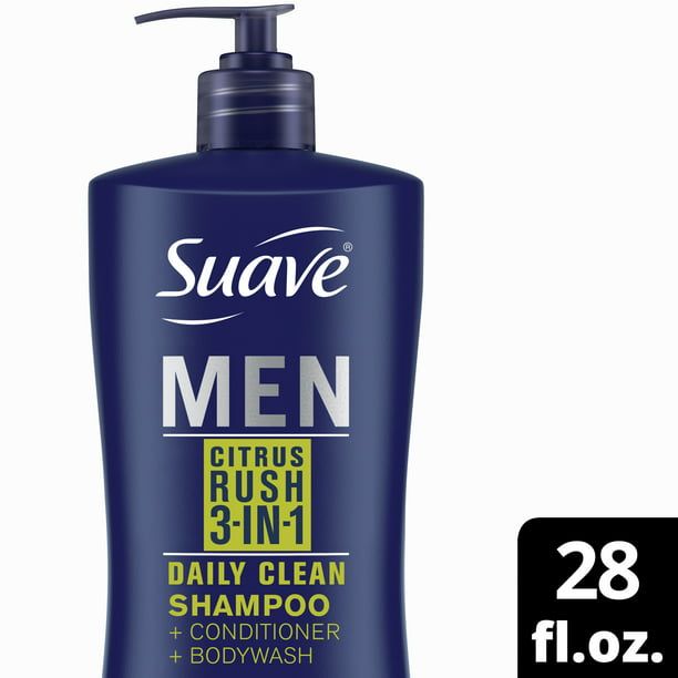 Suave Men Citrus Rush 3-in-1 Shampoo Conditioner Body Wash; 28 oz