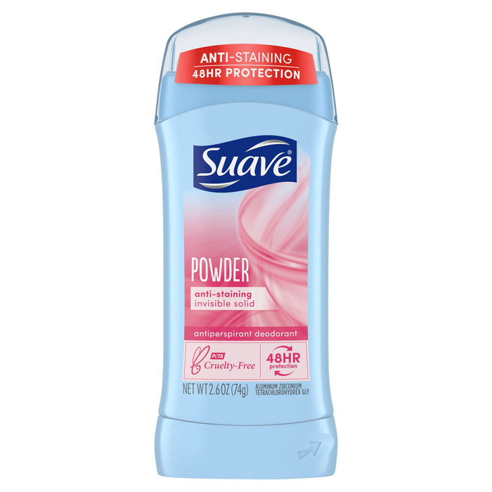 Suave Anti-Staining Invisible Solid Antiperspirant Deodorant; 2.6 oz