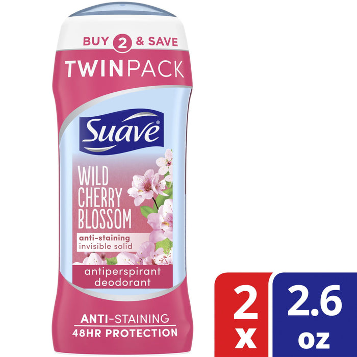 Suave Wild Cherry Blossom Antiperspirant Deodorant; 2.6 oz; Twin Pack