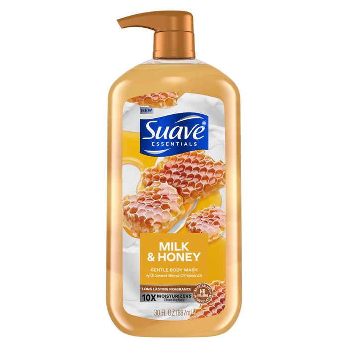 Suave Essentials Gentle Body Wash; Milk & Honey; 30 oz