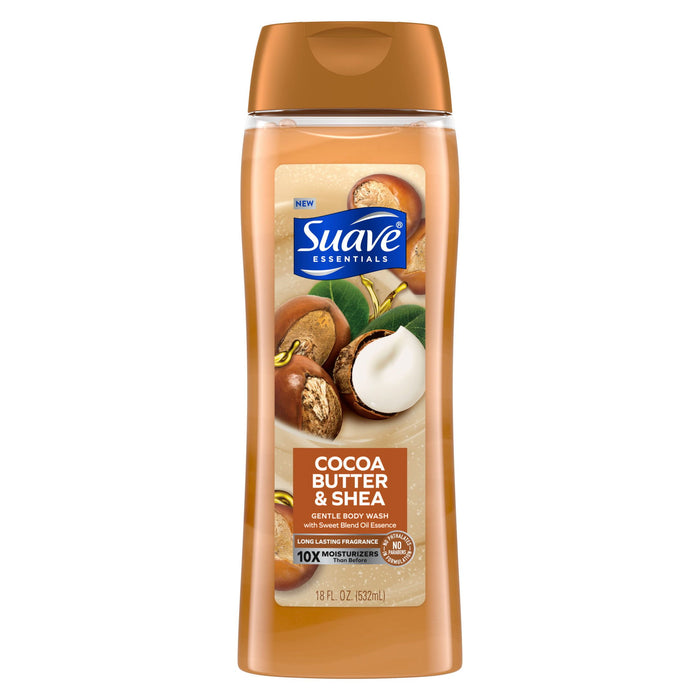 Suave Essentials Gentle Body Wash; Cocoa Butter & Shea; 18 oz