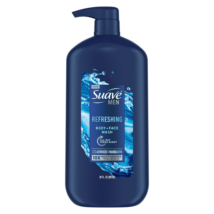 Suave Men Face & Body Wash; Refreshing; 30 oz