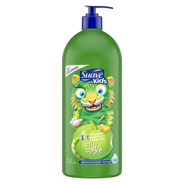 Suave 3-in-1 Shampoo; Conditioner; Bodywash; Silly Apple Refreshing; 40 oz