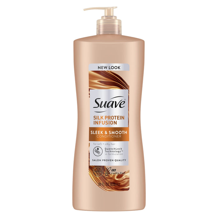 Suave Silk Protein Infusion Sleek and Smooth Conditioner for Soft; Silky Hair; 28 fl oz