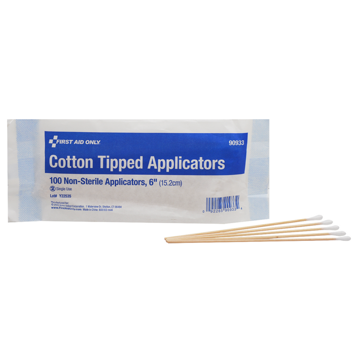Dukal Cotton Tipped Applicators, 6" Wood Shaft, 100 Per Bag
