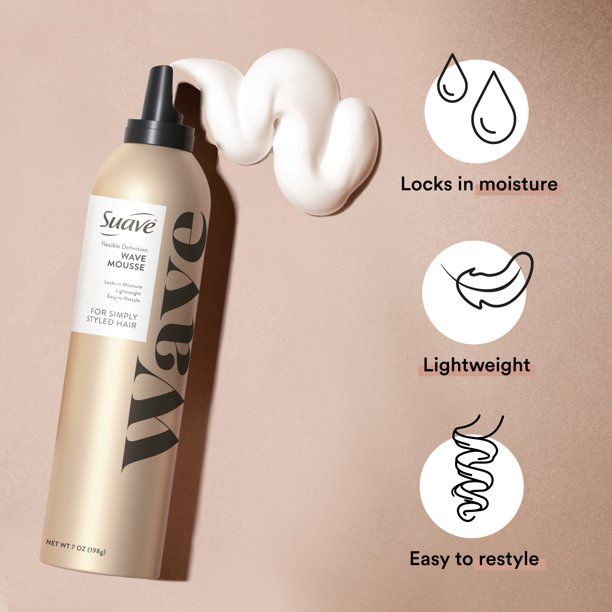 Suave Simply Styled Wave Mousse; Crunch Free Curls; 7 oz