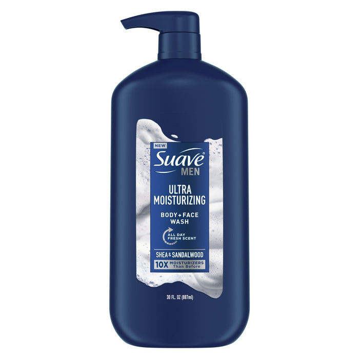 Suave Men Face & Body Wash; with Shea Butter & Coconut Oil; 30 oz