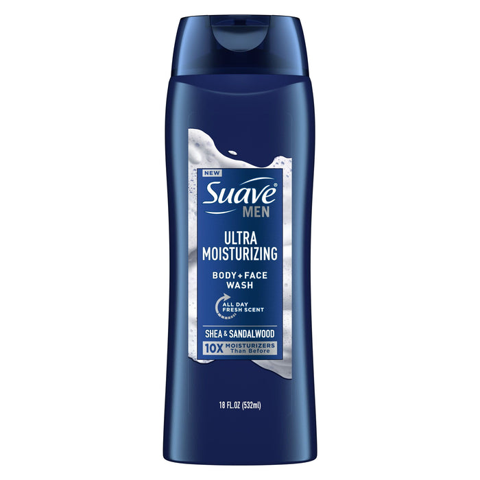 Suave Men Face & Body Wash; with Shea Butter & Coconut Oil; 18 oz