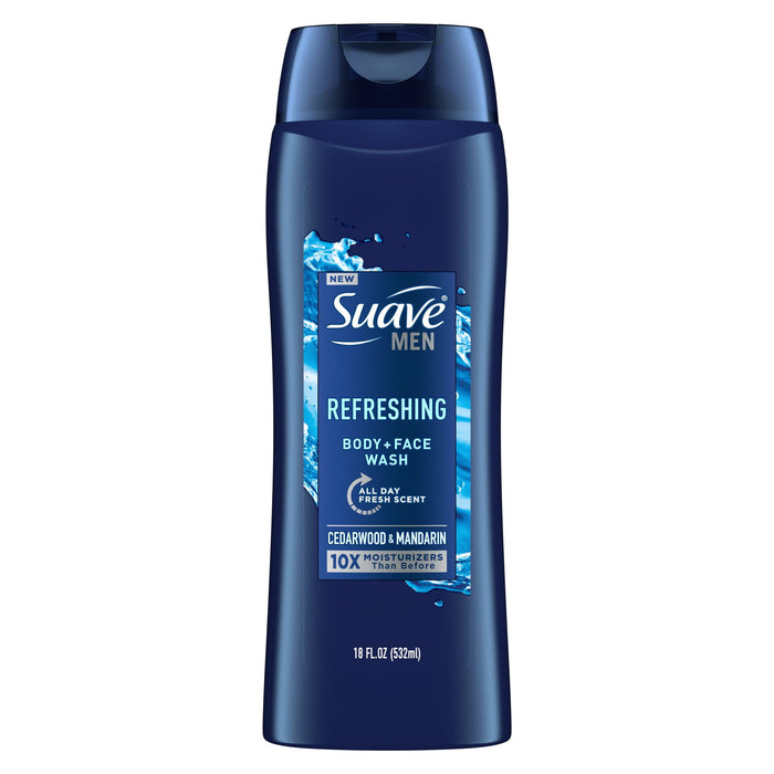 Suave Men Face & Body Wash; Refreshing; 18 oz