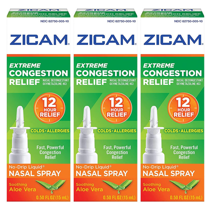 Zicam Extreme Congestion Relief, No Drip Liquid Nasal Spray, Soothing Aloe Vera, 0.5 Fl Oz (15 Ml)
