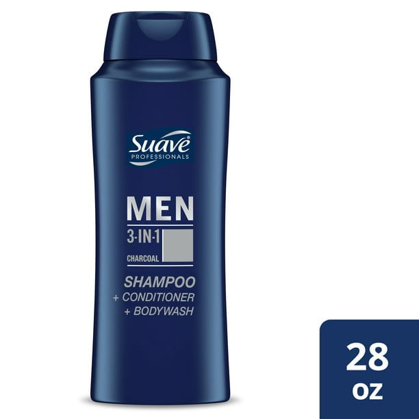 Suave Professionals 3-in-1 Shampoo; Conditioner & Body Wash for Men; 28 fl oz