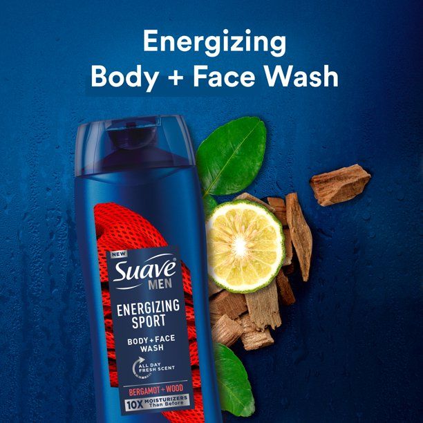 Suave Men Face & Body Wash; Energizing Sport; 18 oz