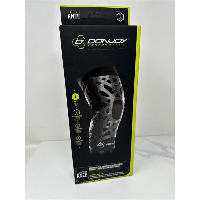 DonJoy Performance WEBTECH Knee Support Brace With Compression Undersleeve: Black, Large