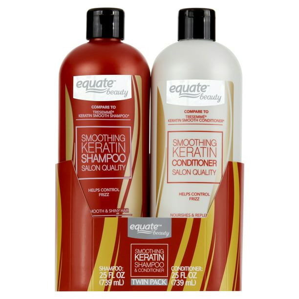 Equate Smoothing Keratin Shampoo & Conditioner; Full Size Set; 2 Piece