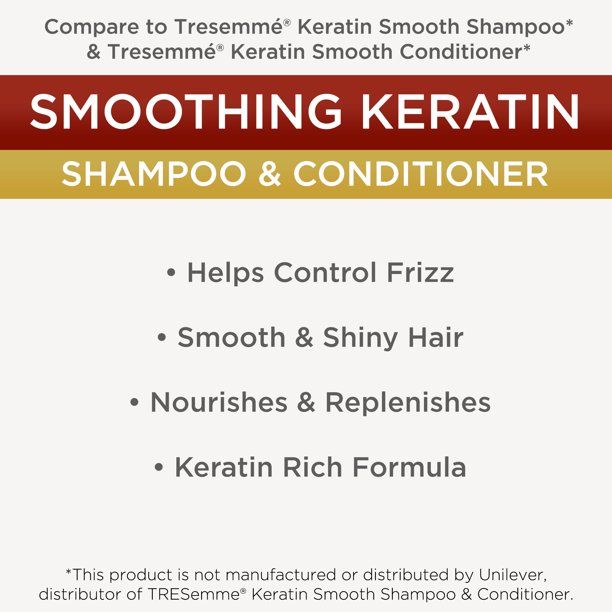 Equate Smoothing Keratin Shampoo & Conditioner; Full Size Set; 2 Piece