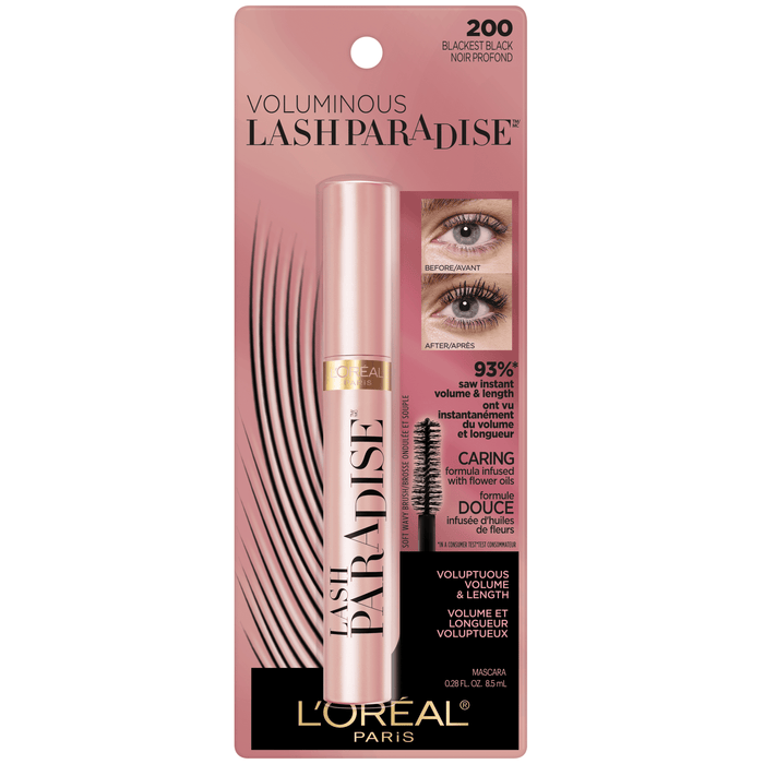 L'Oreal Paris Voluminous Makeup Lash Paradise Volume Mascara; Blackest Black; 0.28 fl. oz