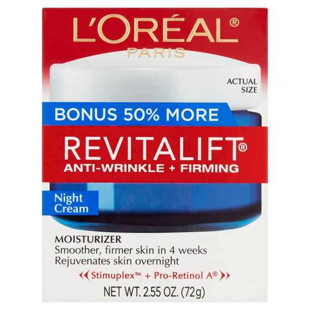 L'Oreal Paris Revitalift Anti-Wrinkle and Firming Night Cream; Bonus Size; 2.55 fl. oz