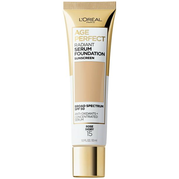 L'Oreal Paris Age Perfect Radiant Serum Foundation with SPF 50; Rose Ivory; 1 fl. oz