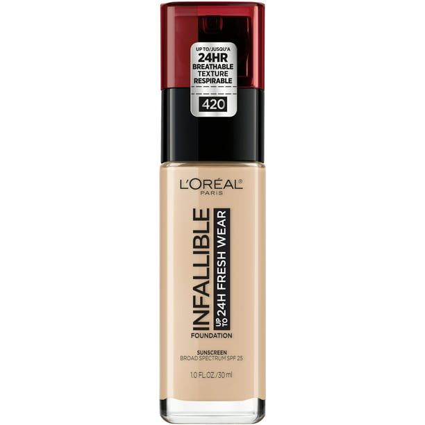 L'Oreal Paris Infallible Fresh Wear 24 Hr Liquid Foundation Makeup; 400 True Beige; 1 fl oz