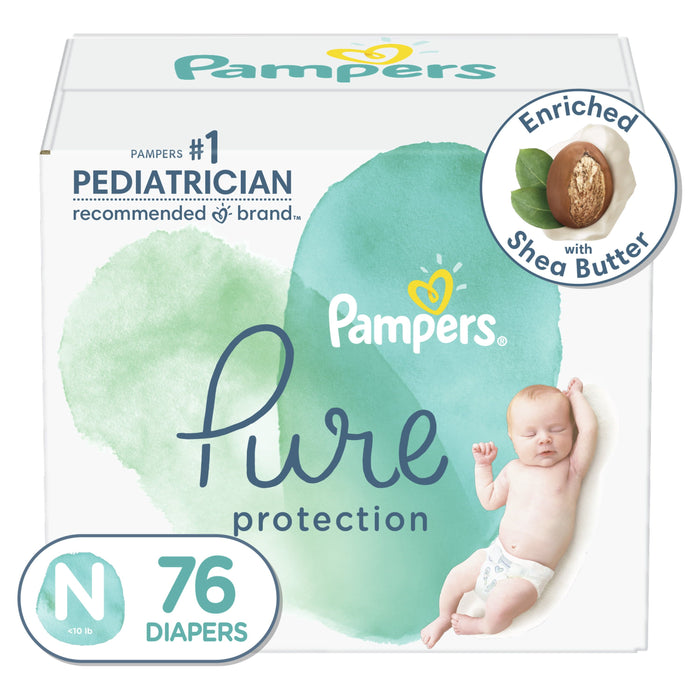 Pampers Pure Protection Natural Diapers Size Newborn, 76 Count