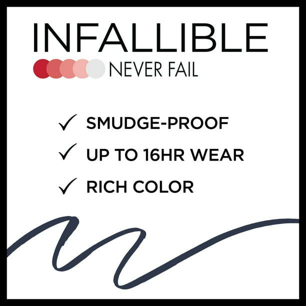 L'Oreal Paris Infallible Never Fail Pencil Eyeliner with Built in Sharpener, Black, 0.008 oz