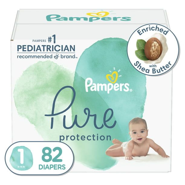 Pampers Pure Protection Natural Diapers Size 1, 82 Count