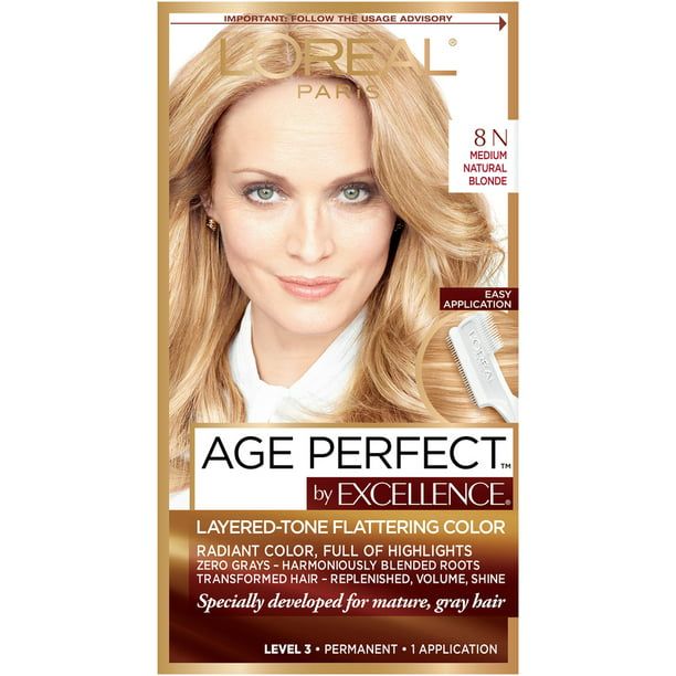 L'Oreal Paris Age Perfect Permanent Hair Color, 8N Medium Natural Blonde