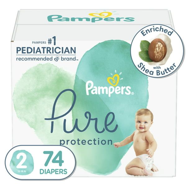 Pampers Pure Protection Natural Diapers Size 2, 74 Count