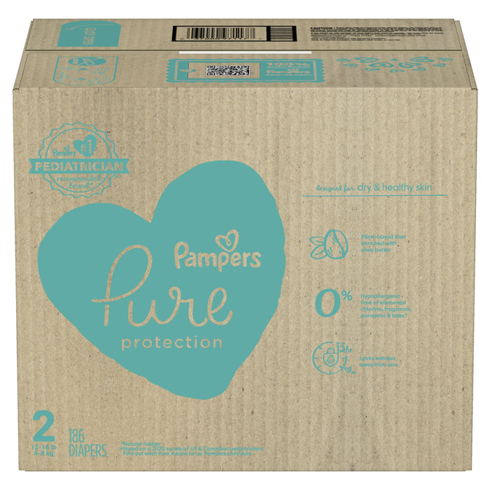 Pampers Pure Protection Natural Diapers Size 2, 186 Count