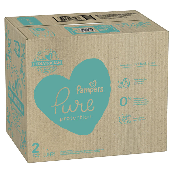 Pampers Pure Protection Natural Diapers Size 2, 186 Count