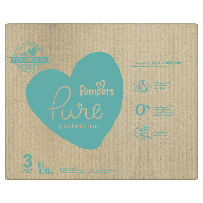 Pampers Pure Protection Natural Diapers Size 3, 168 Count