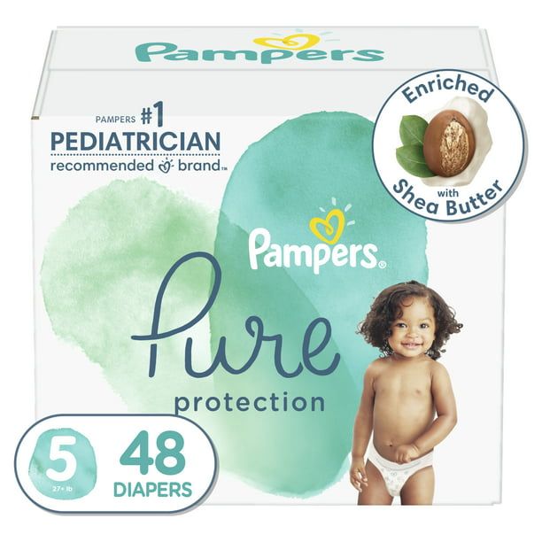 Pampers Pure Protection Natural Diapers Size 5, 48 Count