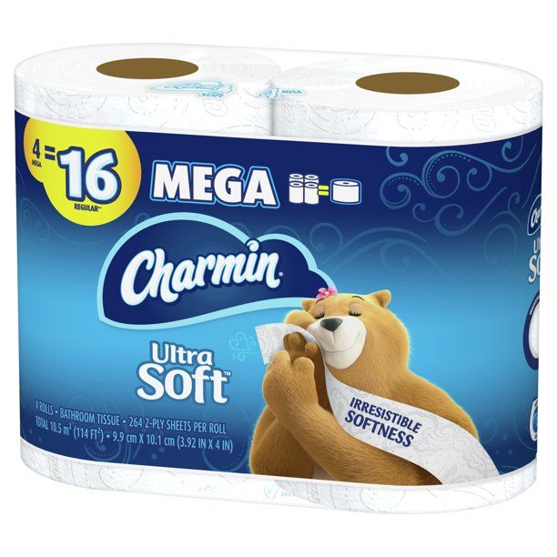 Charmin Ultra Soft Toilet Paper, 4 Mega Rolls