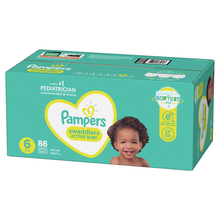 Pampers Swaddlers ACountive Baby Diapers - Size 6, 88 Count