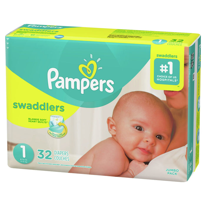 Pampers Swaddlers Newborn Diapers Size 1, 32 Count