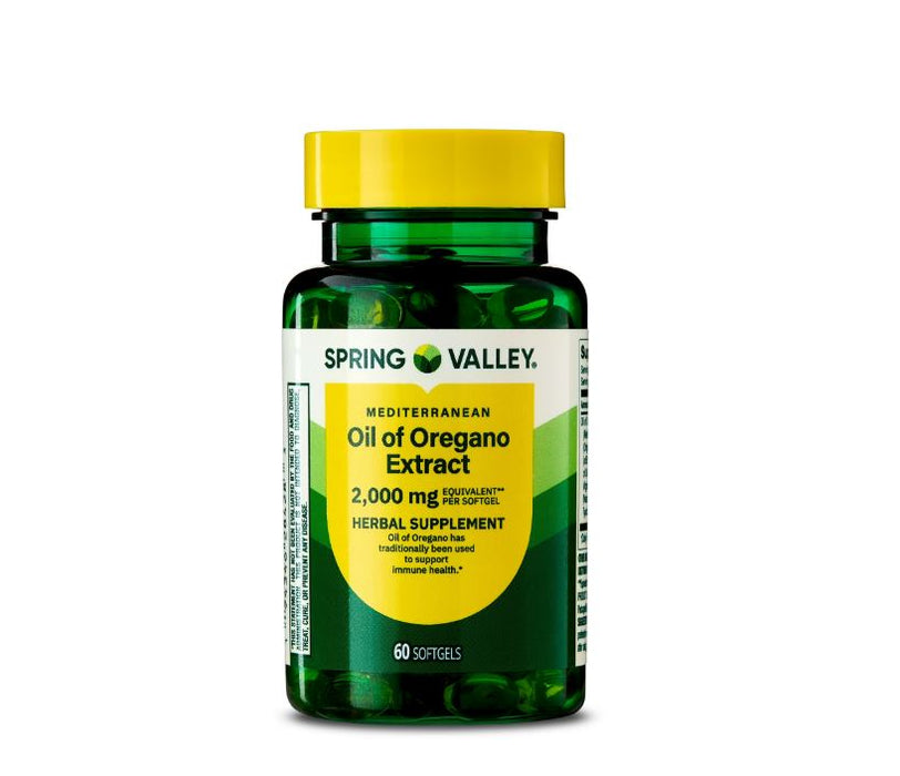 Spring Valley Mediterranean Oil of Oregano Extract Herbal Supplement Softgels, 2000 mg, 60 Count