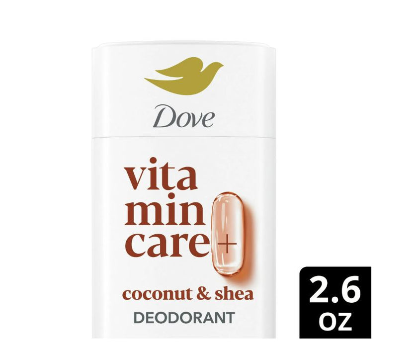 Dove VitaminCare+ Long Lasting Deodorant Stick for Women, Coconut & Shea Butter, Aluminum Free, 2.6 oz