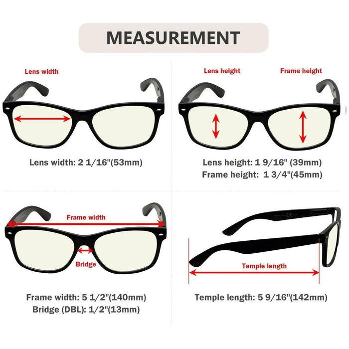 3 Pack Classic Blue Light Filter Reading Glasses UV109