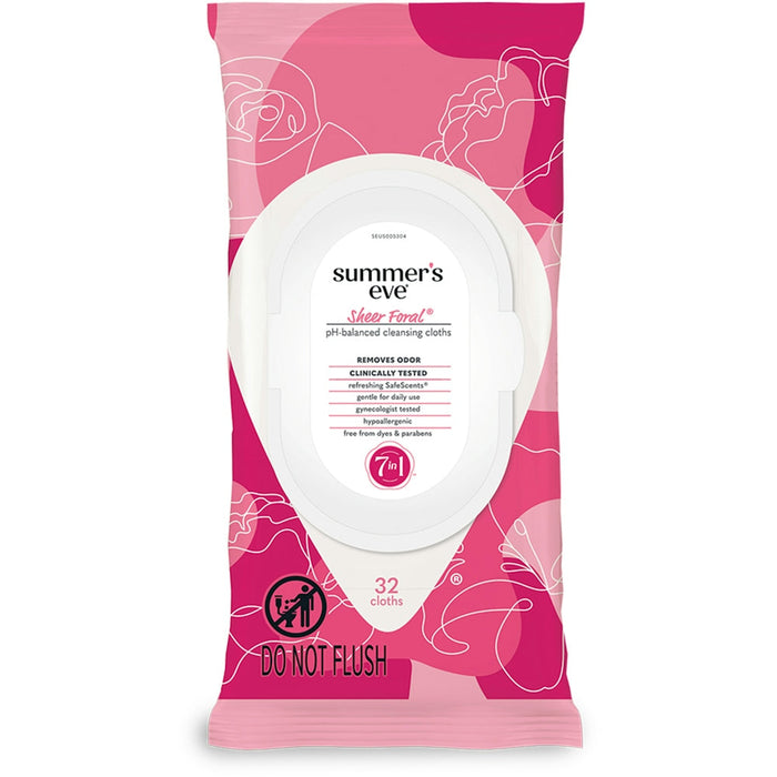 Summer's Eve Feminine Cleansing Cloths For Sensitive Skin Sheer Floral
