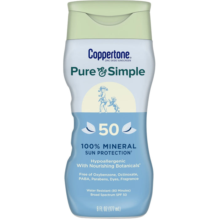 Coppertone Pure & Simple Mineral Sunscreen Lotion With Zinc Oxide - SPF 50 - 6 Fl Oz