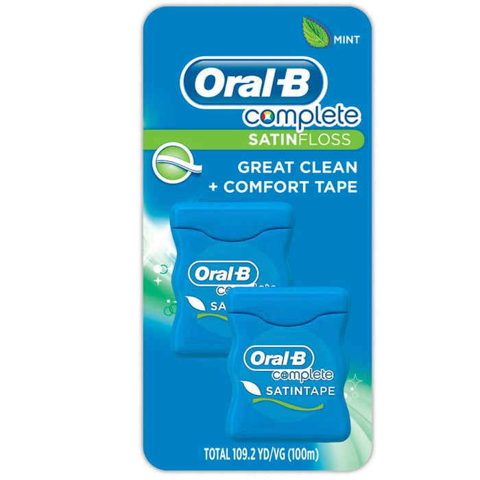 Oral B Complete Satin Dental Floss Mint, 50m, Twin Pack