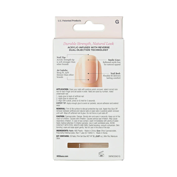 KISS Salon Acrylic French Nail Manicure Set, Medium Length, Square, 28 Nails